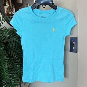 Brand New Polo Ralph Lauren Short Sleeved Blue Top w/ Yellow Embroidered Pony